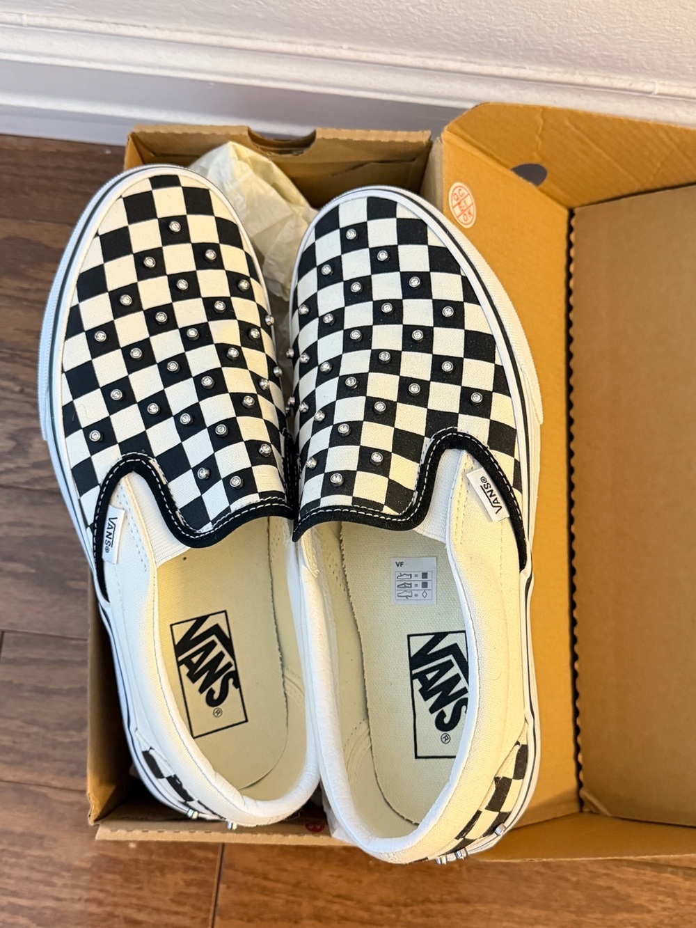 🆕 NWT | Vans Classic Slip-On Checkerboard with Rhinestones - Black & White